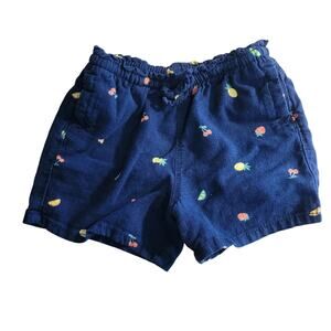 Old Navy Navy Fruit Print Shorts Elastic Waist Toddler 5T Linen Blend Cute